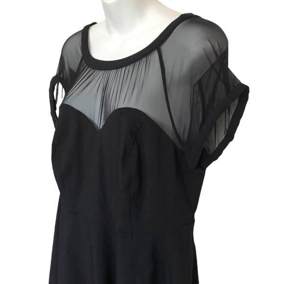 Torrid Black Plush Mesh Inset Sweetheart Swing Dress Sz 16 - Picture 7 of 12
